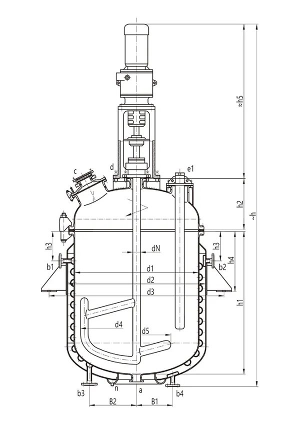 Проектный чертеж эмалированного реактора K8000L-K16000L